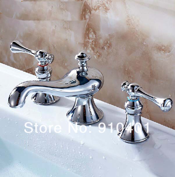 Wholesale And Retail Promotion Polished chrome brass widespread bathroom basin faucet dual handles mixer tap