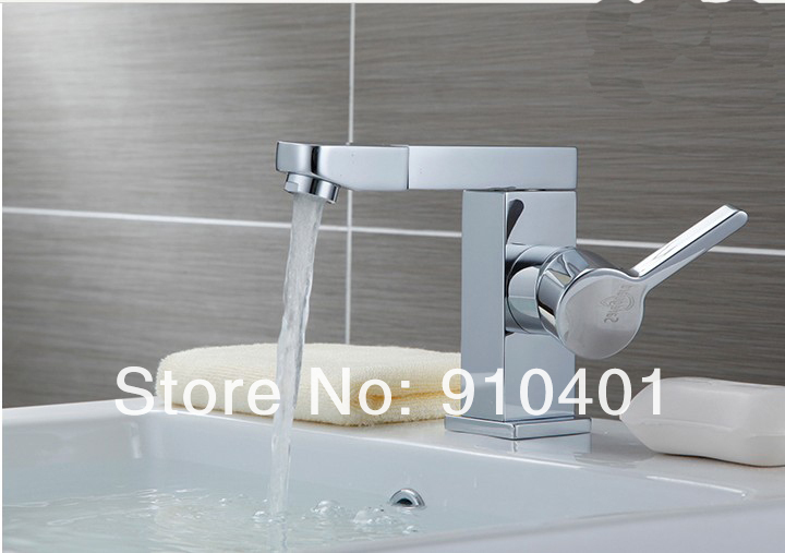 Wholesale And Retail Promotion Square Style Bathroom Basin Faucet Single Lever Lavatory Sink Mixer Tap Chrome