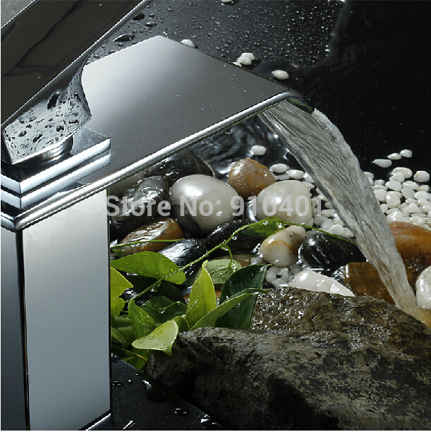 Wholesale And Retail Promotion Tall Chrome Brass Bathroom Basin Faucet Waterfall Vanity Sink Mixer Tap 1 Handle