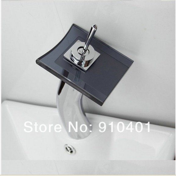 Wholesale And Retail Promotion Tall Style Chrome Brass Bathroom Basin Faucet Black Glass Vanity Sink Mixer Tap
