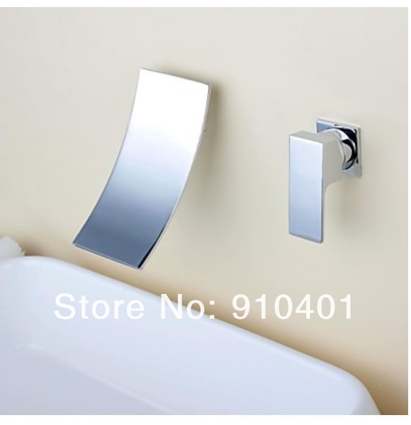 Wholesale And Retail Promotion Wall Mounted Bathroom Faucet 2 PCS Waterfall Spout Sinlge Handle Sink Mixer Tap