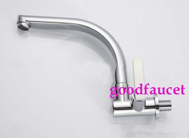 Wholesale And Retail Promotion Wall Mounted Single Handle Chrome Brass Cold Water Kitchen Faucet Swivel Spout
