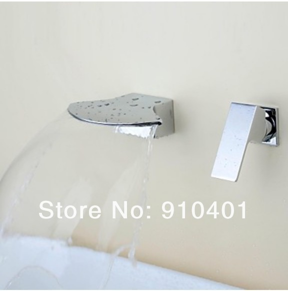 Wholesale And Retail Promotion Waterfall Chrome Brass Bathroom Basin Faucet 2 PCS Sink Mixer Tap Single Handle