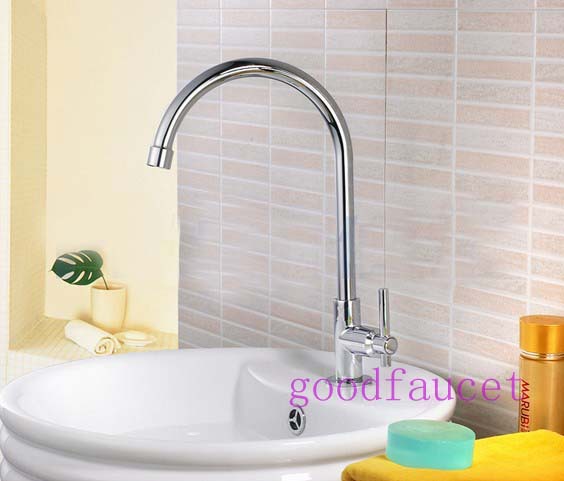 Wholesale and Retail Polished Chrome Brass Bath Basin Faucet Vanity Sink Cold Water Tap Goose Style Faucet Tap