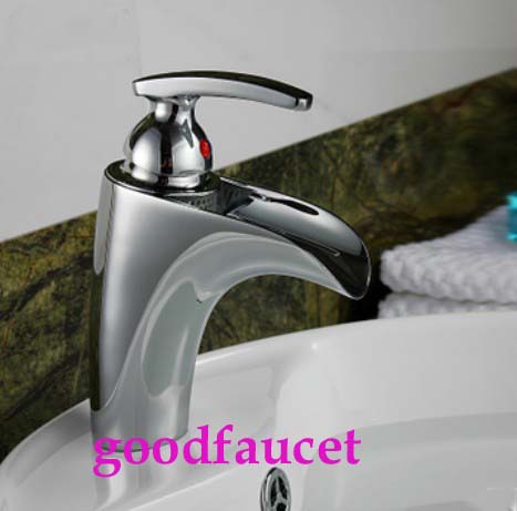 Wholesale and Retail Polished Elegant Bathroom Waterfall Sink Faucet Basin Mixer Tap Single Handle Chrome Finish