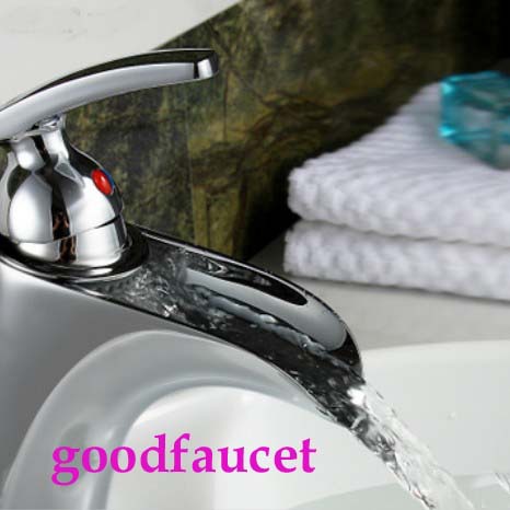 Wholesale and Retail Polished Elegant Bathroom Waterfall Sink Faucet Basin Mixer Tap Single Handle Chrome Finish