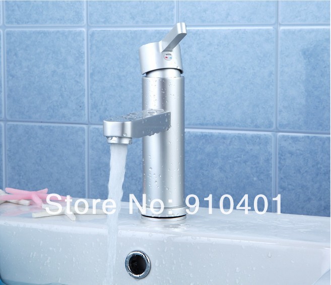 Wholesale and Retail Promotion Aluminum Finish Bathroom Basin Faucet Single Handle Sink Mixer Tap Deck Mounted