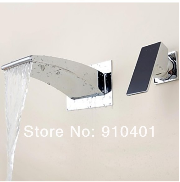 Wholesale and Retail Promotion Chrome Brass Wall Mounted Waterfall Bathroom Faucet Single Handle Sink Mixer Tap