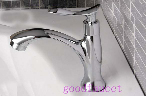 Wholesale and Retail Promotion NEW Euro Style Chrome Brass Bathroom Basin Faucet Vanity Sink Tap For Cold Water