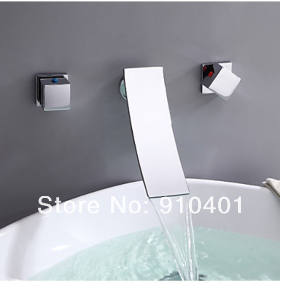 Wholesale and Retail Promotion NEW Luxury Chrome Finish Widespread Bathroom Sink Faucet Dual Handles Mixer Tap