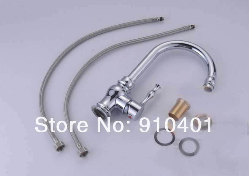 Wholesale and Retail Promotion NEW Luxury Deck Mounted Chrome Brass Kitchen Faucet Swivel Spout Sink Mixer Tap