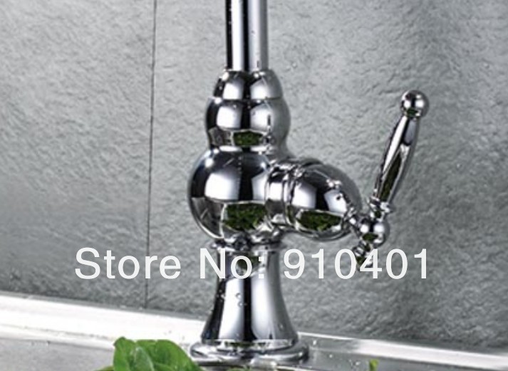 Wholesale and Retail Promotion Polished Chrome Brass Kitchen Faucet Single Handle Swivel Spout Sink Mixer Tap