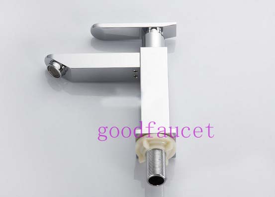 Wholesale and Retail Promotion Square Style Bathroom Chrome Basin Faucet Vanity Sink Tap Only For Cold Water