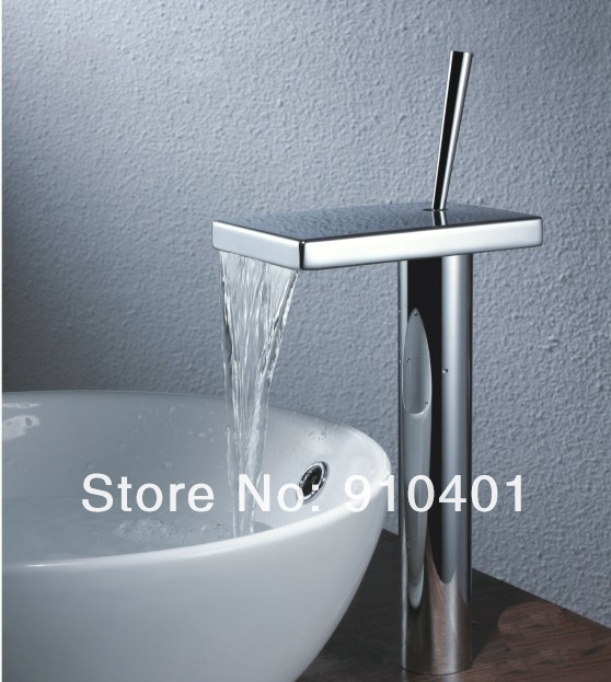 Wholesale and Retail Promotion Tall Chrome Waterfall Square Bathroom Basin Faucet Swivel Handle Sink Mixe Tap