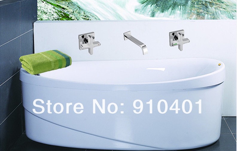 Wholesale and Retail Promotion Wall Mounted Waterfall Bathroom Basin Faucet Dual Cross Handles Vanity Sink Tap