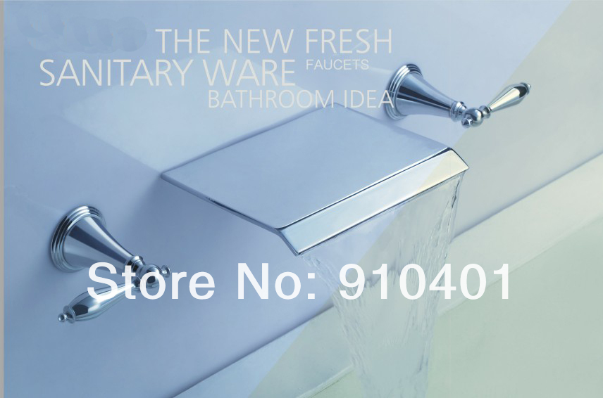 Wholesale and Retail Promotion Wall Mounted Widespread Bathroom Basin Faucet Dual Handle Sink Mixer Tap Chrome