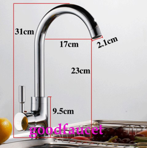 modern 360 swivel spout brass chrome kitchen faucet vessel sink mixer tap round style cold and heat water tap