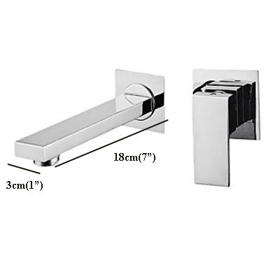 wall mounted bathroom sink basin faucet chrome finish mixer square waterfall tap brass 2pcs