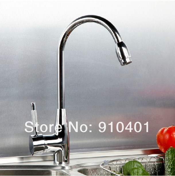 wholesale and retail promotion NEW Modern Deck Mounted Chrome Brass Kitchen Faucet Single Handle Sink Mixer Tap
