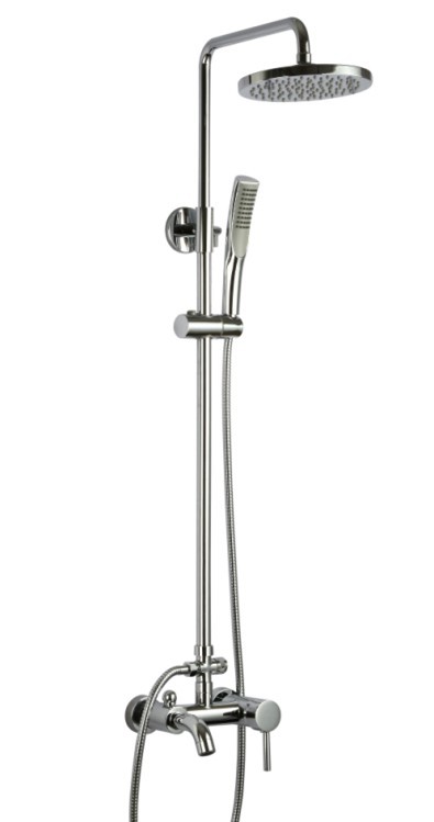 Contemporary  Wall Mounted Chrome Finish Rain Shower Faucet Set 8"Shower Head With Brass Tub Faucet Mixer Tap