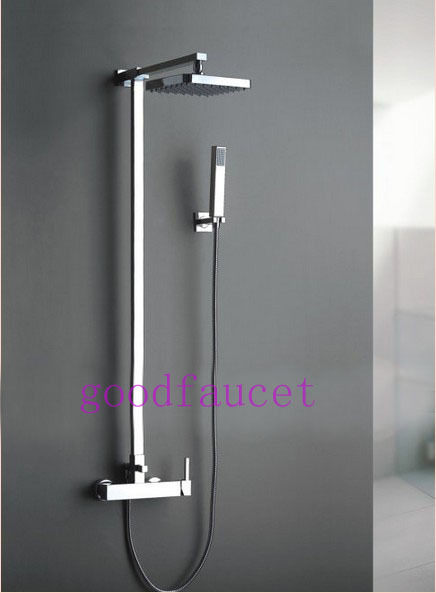 Modern Bathroom square Rainfall Shower Set Faucet 8" Mixer Tap Sing Handle With Wall Mount Handheld Sprayer