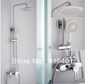 NEW Fashion Luxury Wall Mounted shower set faucet rainfall 8" square head mixer tap handheld shower