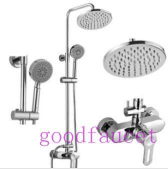 Wall Mounted Modern Rain Shower Faucet Set 8"Square Shower Head Mixer Tap With Handheld Shower Chrome Finish