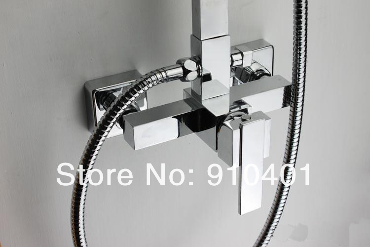 Wall mount bathroom shower set shower faucet 8" rain square shower head with handle shower brass chrome finish