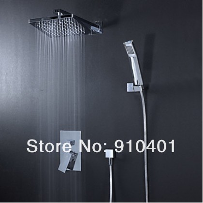 Wall mount luxury shower faucet set bathroom a suit of faucet single handle  rainfall 8" shower head(chrome)
