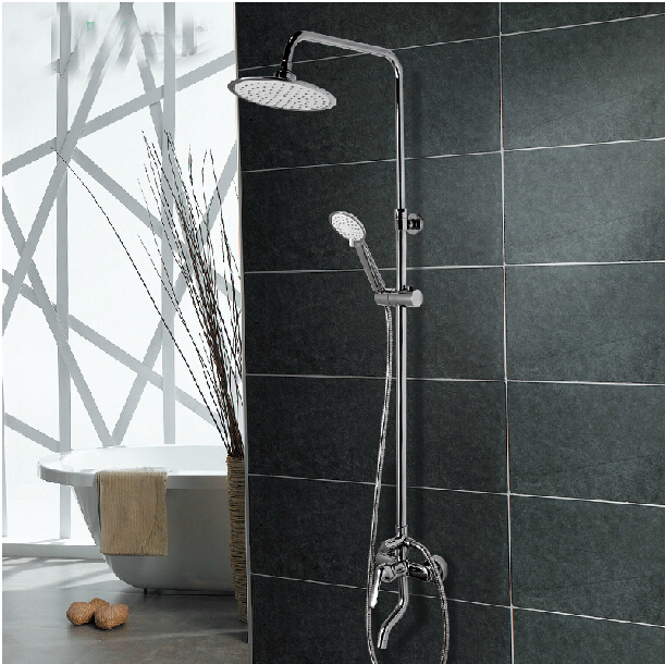Whole Sale And Retail Promotion NEW Modern Chrome Rain Shower Faucet Tub Mixer Tap With Hand Shower Wall Mounted