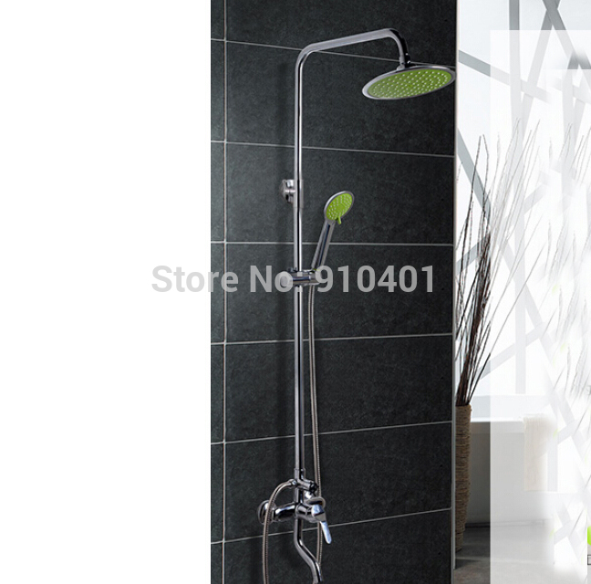 Whole Sale And Retail Promotion Wall Mounted 8" Green Rain Shower Head Single Handle Tub Mixer Tap Hand Shower