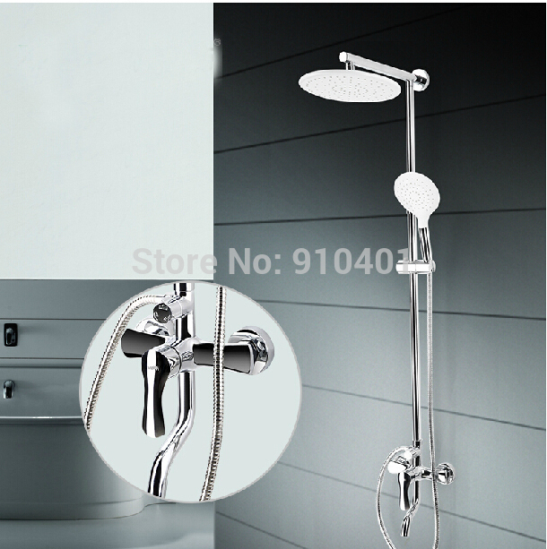 Whole Sale And Retail Promotion Wall Mounted Chrome Rain Shower Faucet Single Handle Tub Mixer Tap W/ Hand Unit