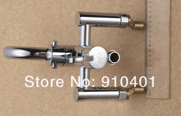 Wholeale And Retail Promotion NEW Luxury Wall Mounted Chrome Finish Rain Shower Faucet Set Bathtub Mixer Tap