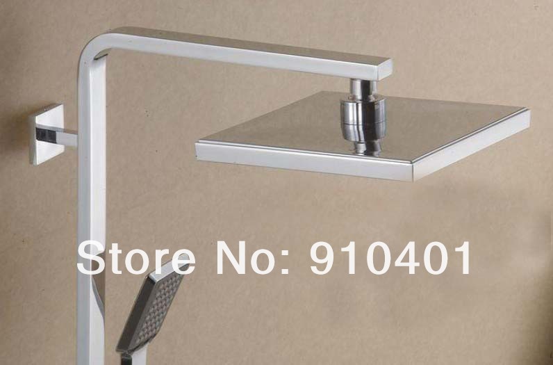 Wholeale And Retail Promotion NEW Polished Square Style 8" Rain Shower Faucet Swivel Bathtub Mixer Tap Chrome