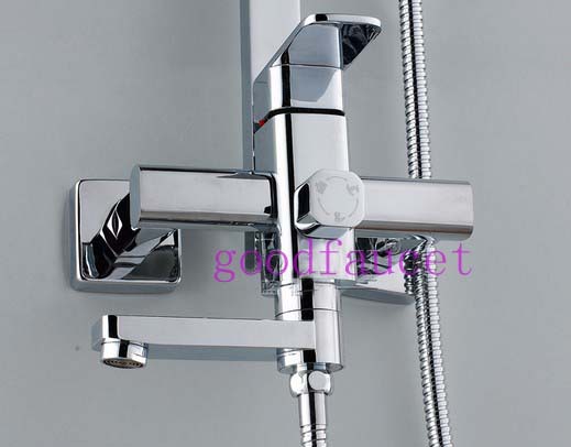 Wholesale / retail bathroom rainfall shower mixer tap green square shower head / hand shower with adjustable bar