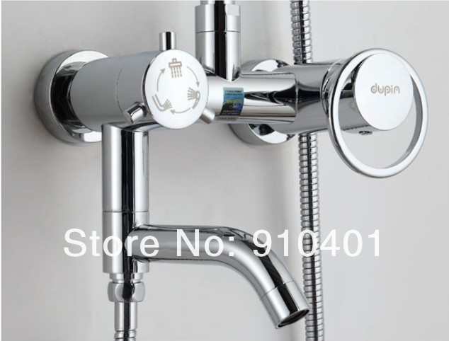 Wholesale And Retail Promotion   NEW Chrome Luxury 8" Rain Bule Shower Faucet Set Bathtub Shower Column Mixer Tap