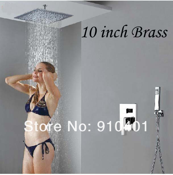 Wholesale And Retail Promotion 10" Rainfall Celling Mounted Shower Faucet Single Handle Hand Shower Mixer Tap