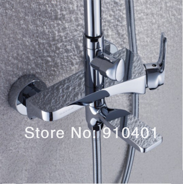 Wholesale And Retail Promotion 8" Rain Square Bathroom Shower Faucet Set Bathtub Mixer Tap Shower Column Chrome