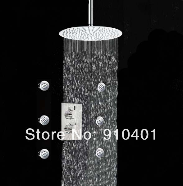 Wholesale And Retail Promotion Celling Mounted 10" Rain Shower Faucet Thermostatic Valve W/ Body Jets Sprayer
