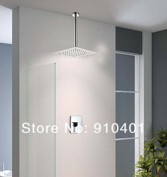 Wholesale And Retail Promotion Celling Mounted 8" Brass Square Rain Shower Faucet 2 PCS Shower Mixer Tap Chrome