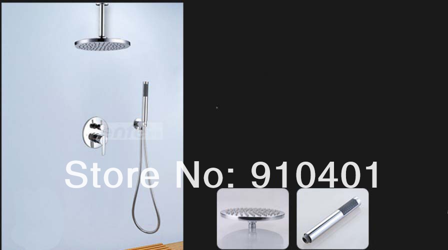 Wholesale And Retail Promotion Celling Mounted 8" Round Rain Shower Faucet Set Bathroom Hand Shower Mixer Tap