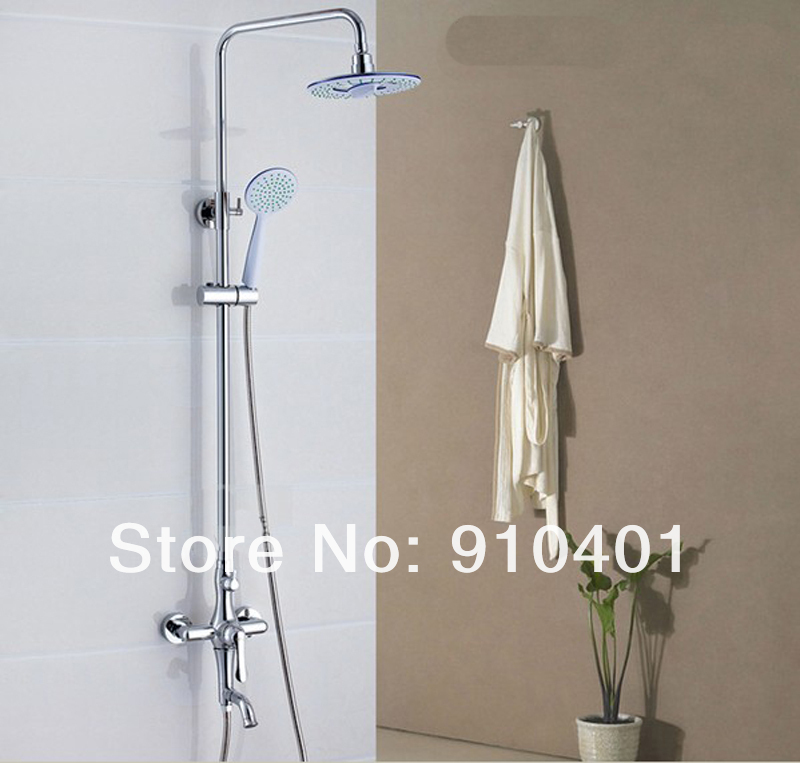 Wholesale And Retail Promotion Chrome 8" Rain Shower Head Bathtub Faucet Shower Column Mixer Tap Wall Mounted