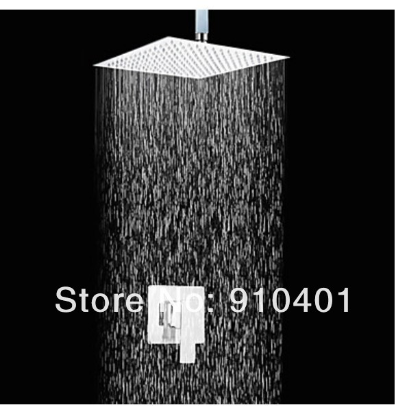 Wholesale And Retail Promotion Chrome Brass 12" Square Rain Shower Faucet Set W/ Shower Valve Mixer Tap Shower