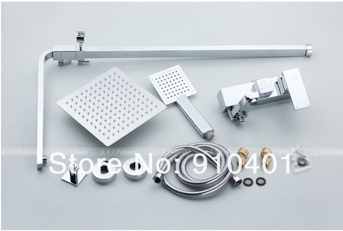 Wholesale And Retail Promotion Chrome Brass 8" Rain Shower Faucet Set Bathtub Shower Mixer Tap Shower Column