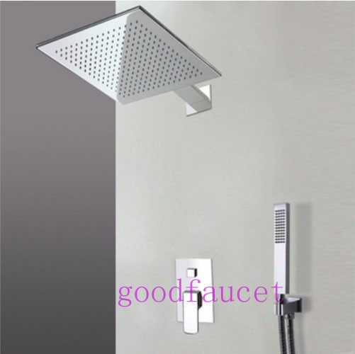 Wholesale And Retail  Promotion Chrome Brass Wall Mounted Bathroom Rain Shower Mixer Tap W/ Hand Shower Faucet