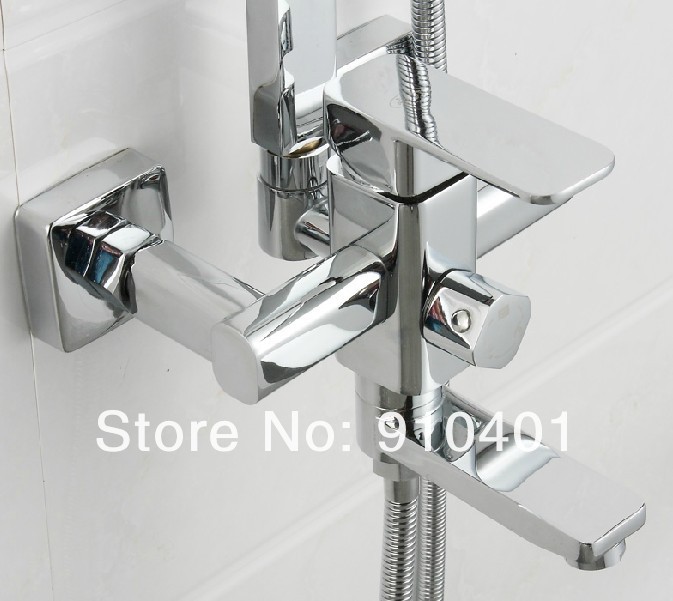 Wholesale And Retail Promotion Chrome Rain Shower Faucet Set Shower Units mixer Tap 8" Square Head Tub Mixer