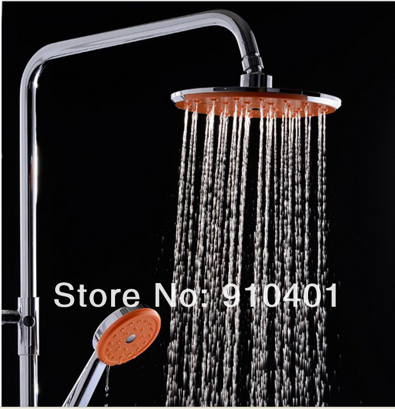 Wholesale And Retail Promotion Luxury 8" Orange Color Rain Shower Faucet Set Bathroom Tub Mixer Tap Chrome Finish