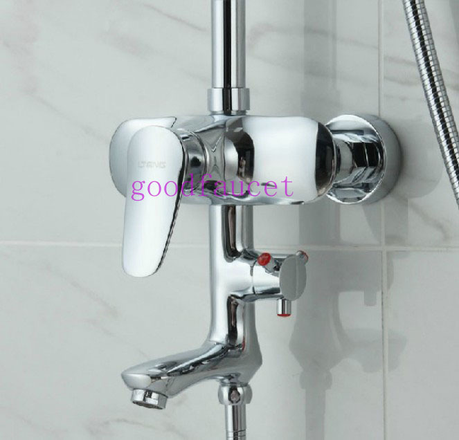 Wholesale And Retail Promotion Luxury Bathroom 8" Rain Shower Tub Mixer Faucet Set W/ Bar Hand Shower Units Tap