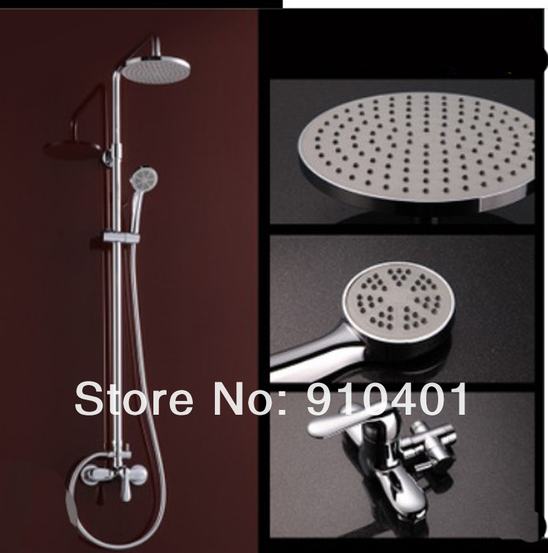 Wholesale And Retail Promotion Luxury Polished Chrome 8" Rain Round Shower Head Shower Column Mixer Tap Faucet