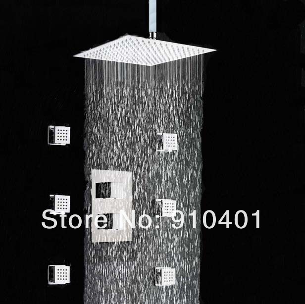 Wholesale And Retail Promotion Luxury Thermostatic Rain Shower Faucet Large 16" Celling Mounted Shower W/ Jets